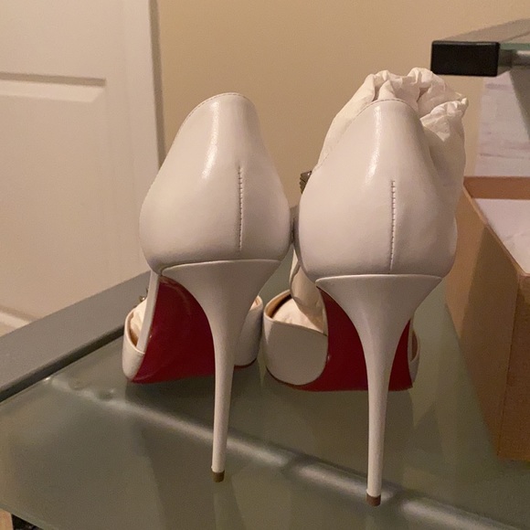 White Spike Cross Christian Loubotin Heels - Picture 6 of 7